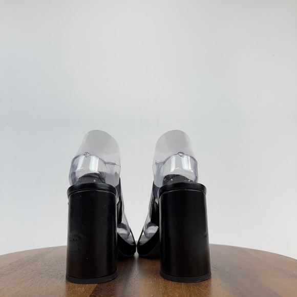 New Womens Dolce Vita Cataya Black Faux Leather Platform Slide Heel Sandal Sz 8 - Picture 4 of 8